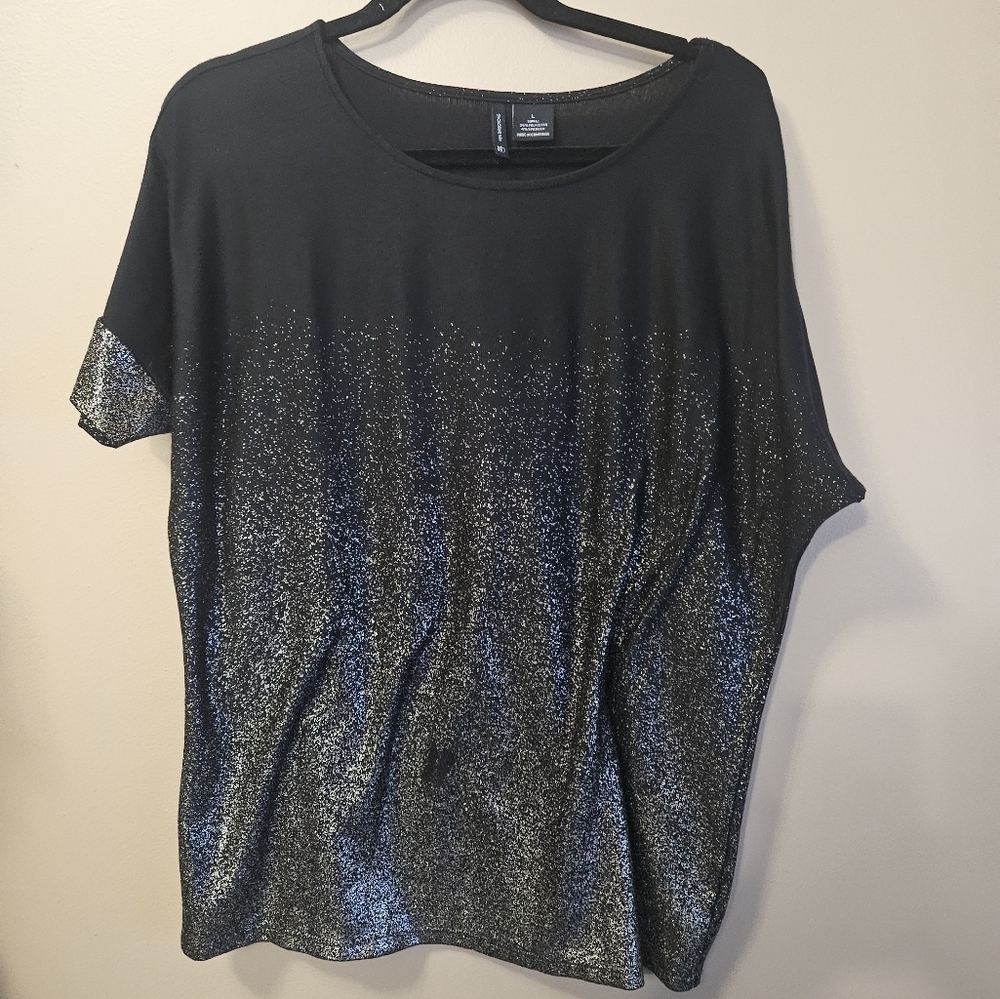 New Directions Women's Size L Metalic Print Top